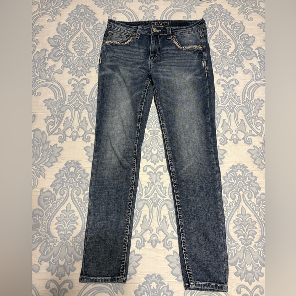 Grace in LA Women's Straight Leg Jeans - Dark Blue